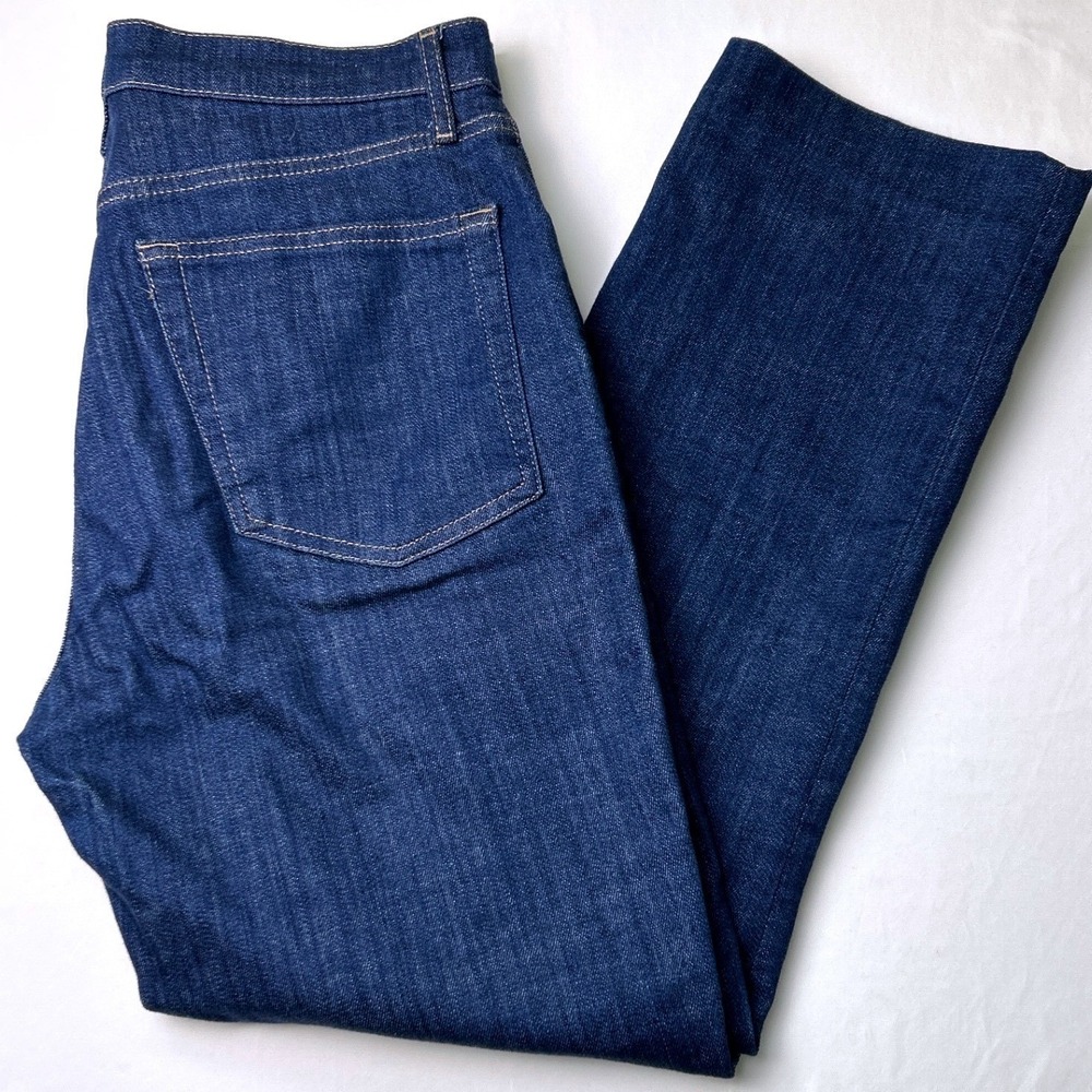 Zara Womens High Rise Straight Leg Jeans Dark Wash Blue Size 10 Stretch Denim